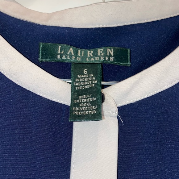 NWOT Navy knee length jaw string dress with white trimming - Picture 3 of 3